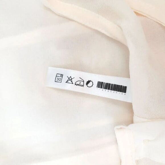 NEW Vintage 90s Y2K City Bird Ruffled Sheer Chiffon Top in Ivory Size Small - Picture 10 of 13